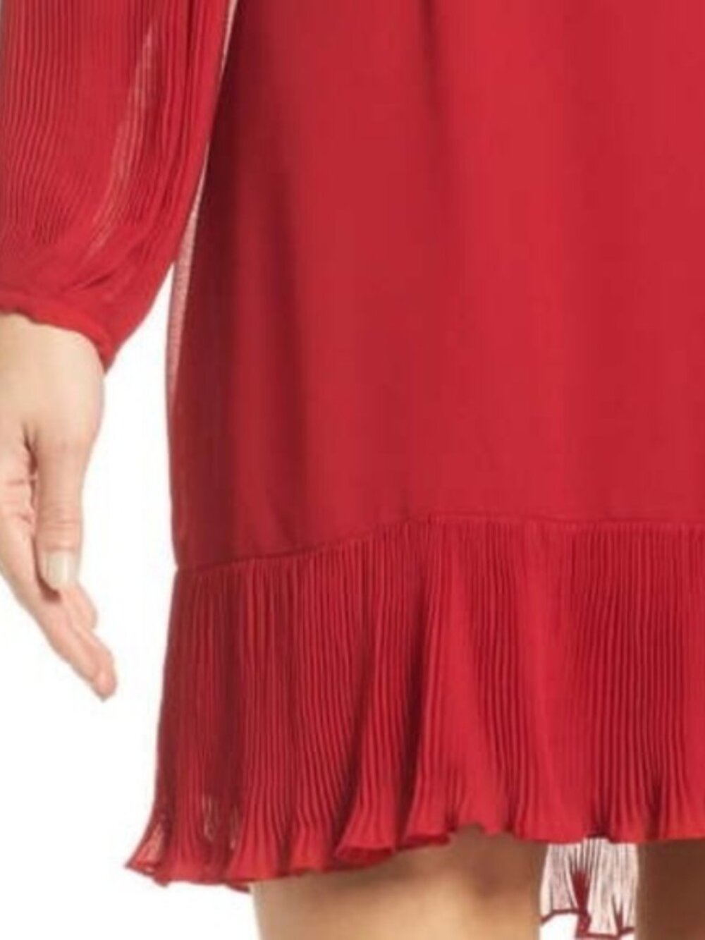 Chelsea28 Red pleated Ruffle Dress, 4 - Picture 5 of 5